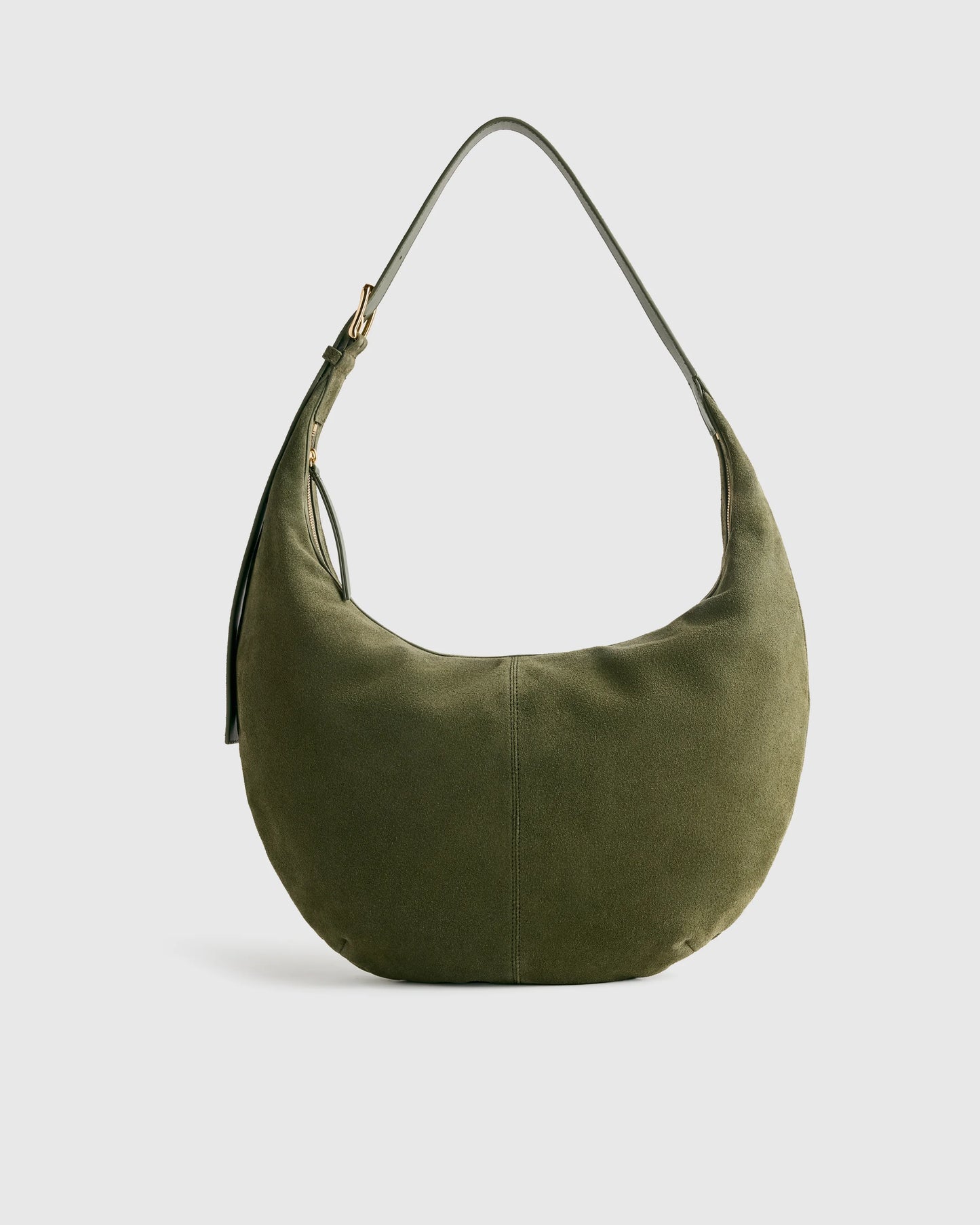 Italian Suede Crescent Shoulder Bag - One Size / Whiskey
