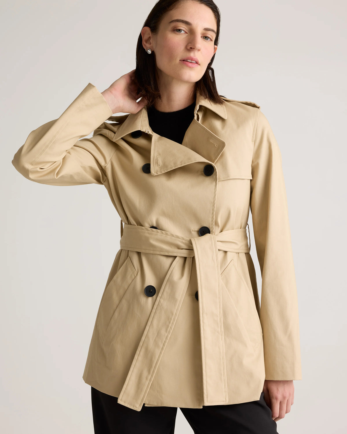 Comfort Stretch Short Trench Coat - XS / Coffee Bean Brown
