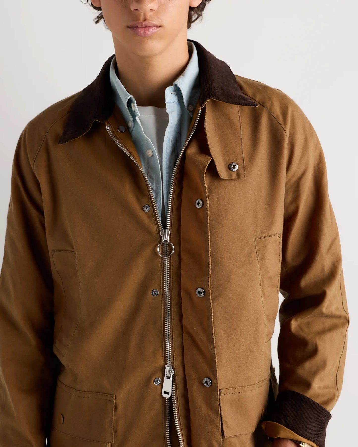 Organic Waxed Cotton Barn Jacket - S / Rustic Olive