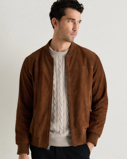 100% Suede Bomber Jacket - XS / True Black