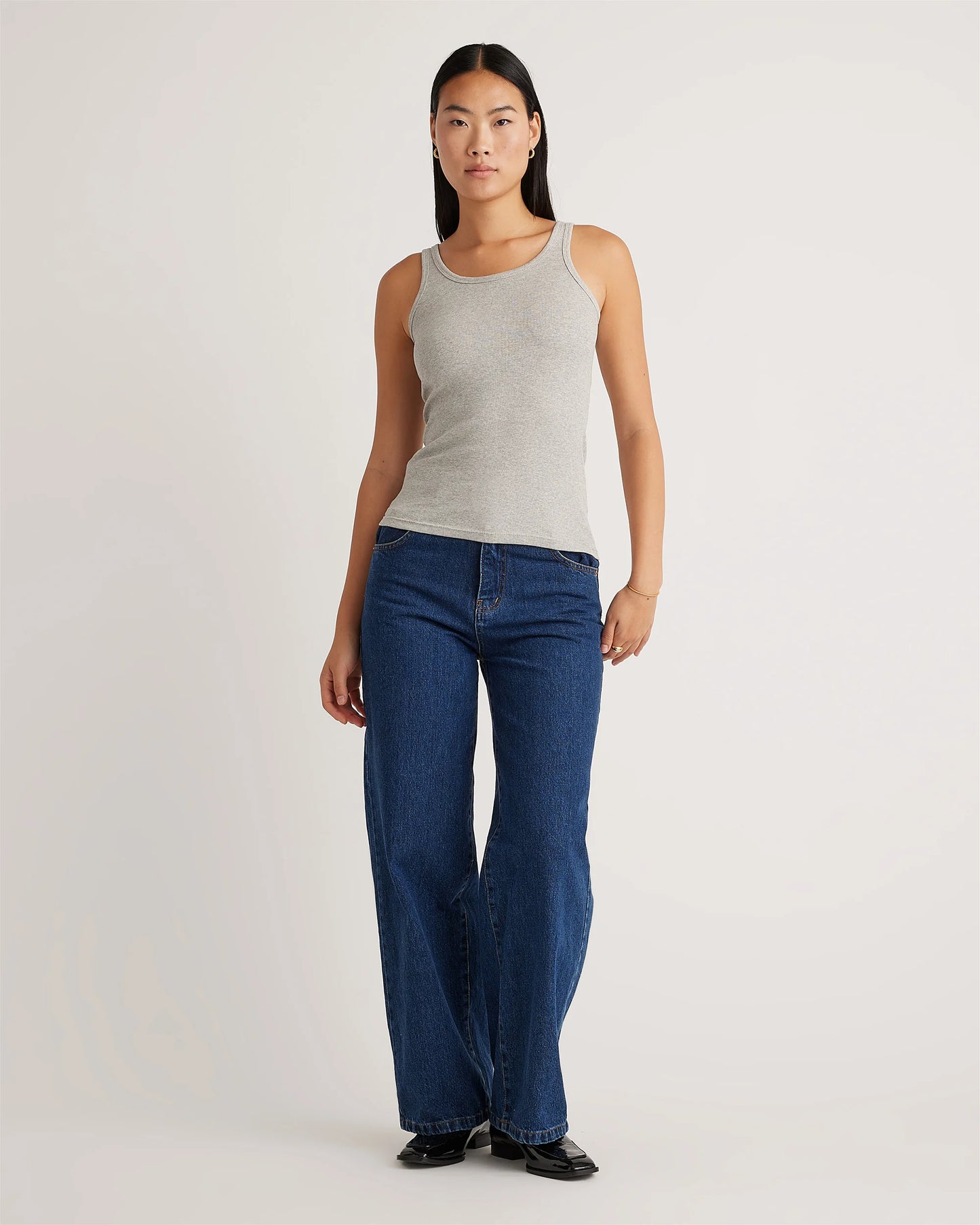 Organic Cotton Micro-Rib Scoop Neck Tank - XS / Moonstone Blue