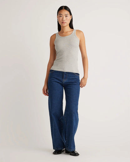 Organic Cotton Micro-Rib Scoop Neck Tank - XS / Moonstone Blue