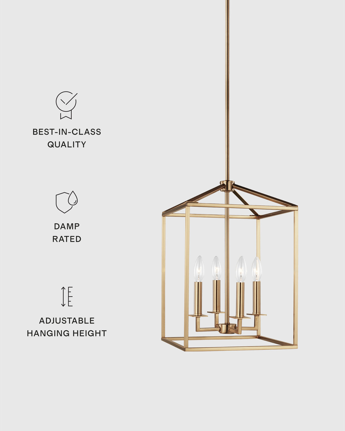 Steel Lantern Pendant Light - Small / Brass