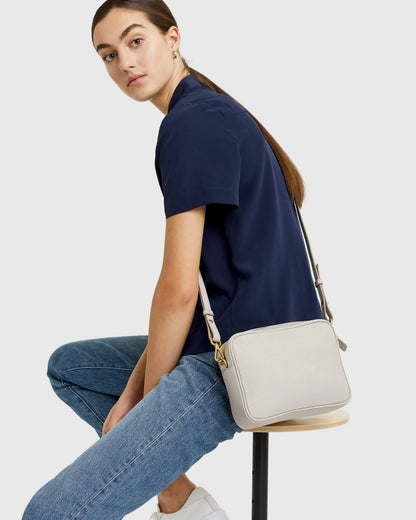 Italian Leather Crossbody Bag - One Size / Black Croco
