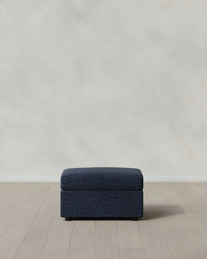 Brennan Ottoman in Performance Chenille Linen Blend - One Size / Snow