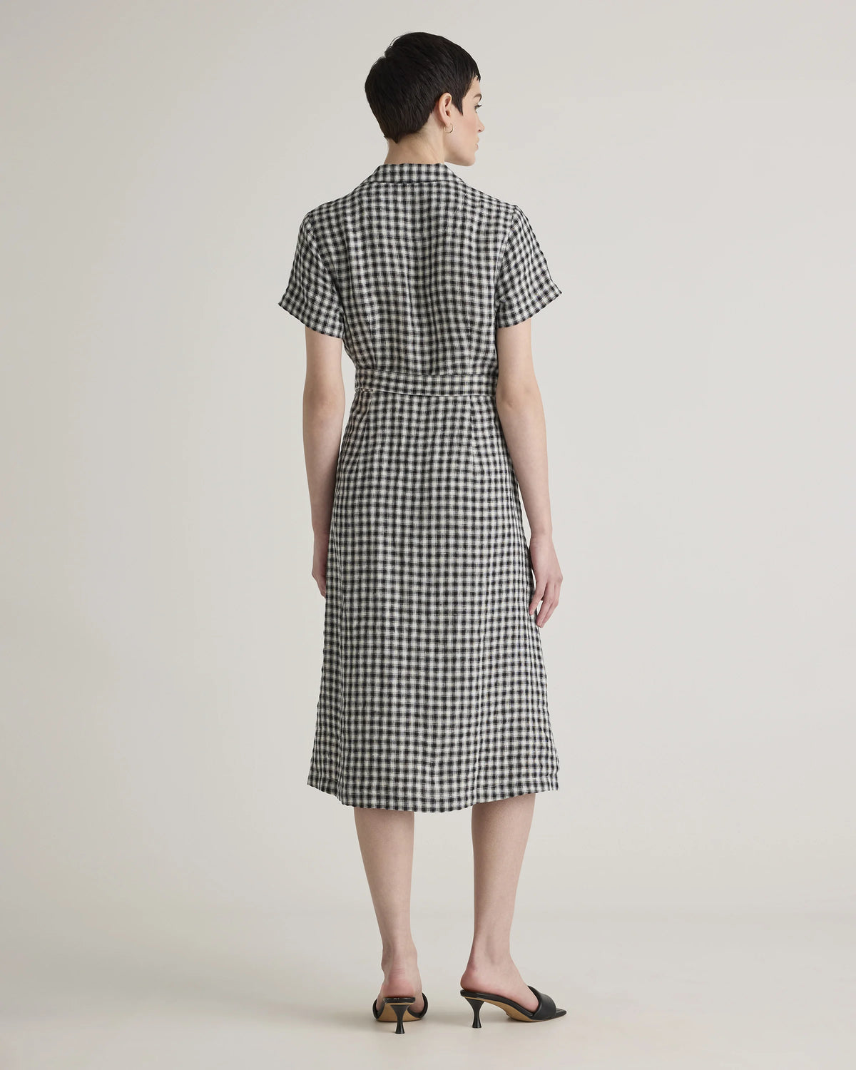 100% European Linen Button Front Dress - XS / Sky Blue Mariner Stripe