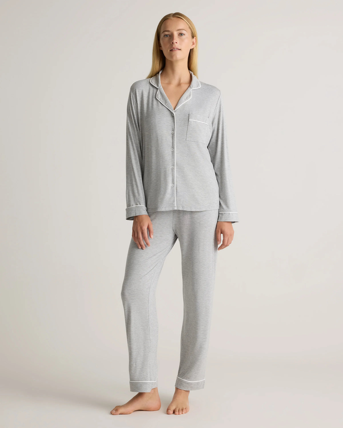 Bamboo Jersey Long Sleeve Pajama Set - XS / True Black