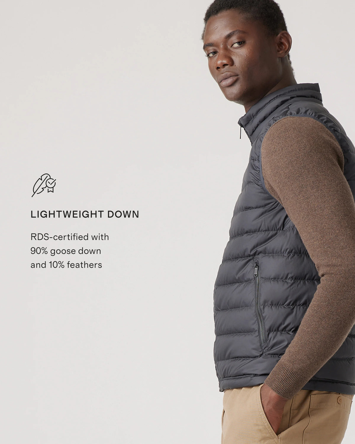 Lightweight Down Packable Puffer Vest - S / Overcast Grey