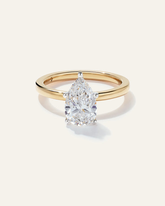 Lab Grown Diamond Pear Comfort Fit Engagement Ring - 2ct - 4 / Yellow Gold