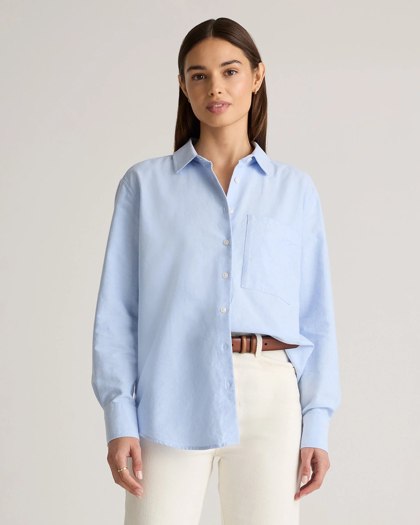 Organic Cotton Relaxed Oxford Shirt - XS / Opal Pink