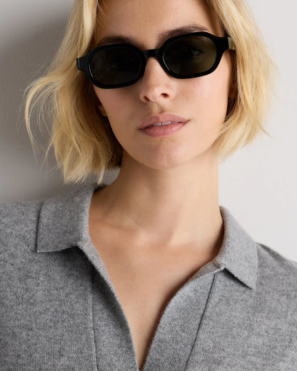 Sardinia Polarized Acetate Sunglasses - One Size / Black with Green lens