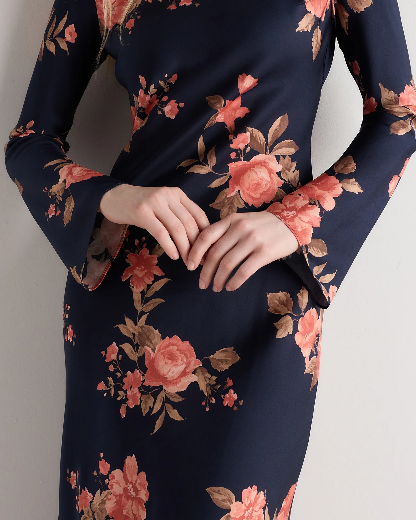 Washable Stretch Silk Long Sleeve Maxi Dress - XS / Wine Tasting Red