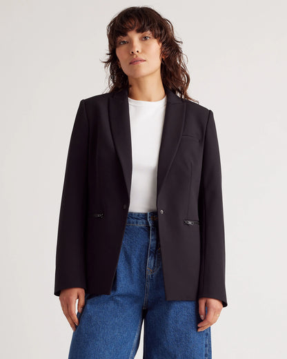 Scuba Single-Breasted Convertible Blazer - XS / True Black