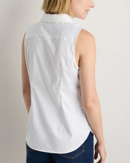Organic Stretch Cotton Tailored Sleeveless Shirt - XS / Classic White