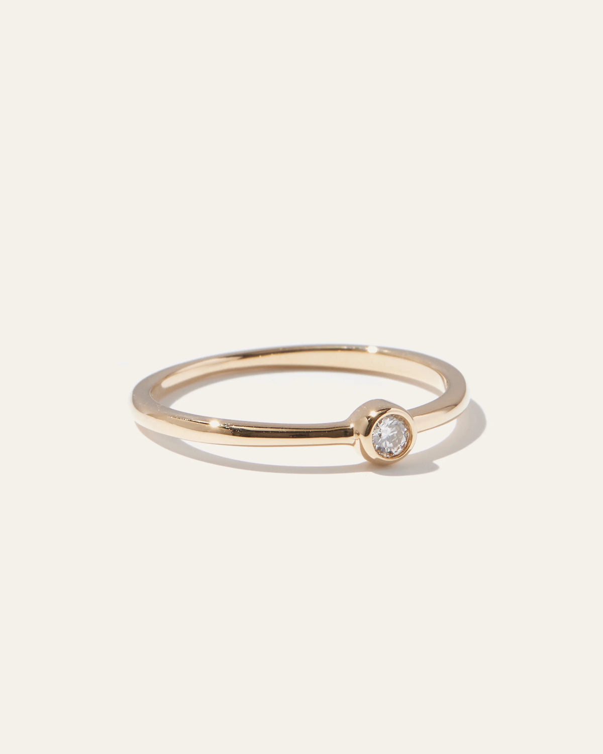 14K Gold Solo Diamond Bezel Ring - 4 / Yellow Gold