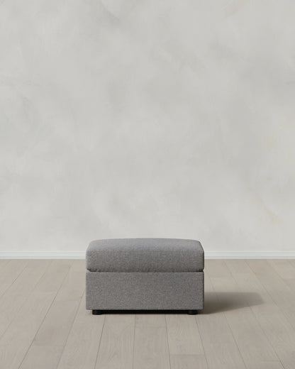 Brennan Ottoman in Performance Basketweave - One Size / Flax
