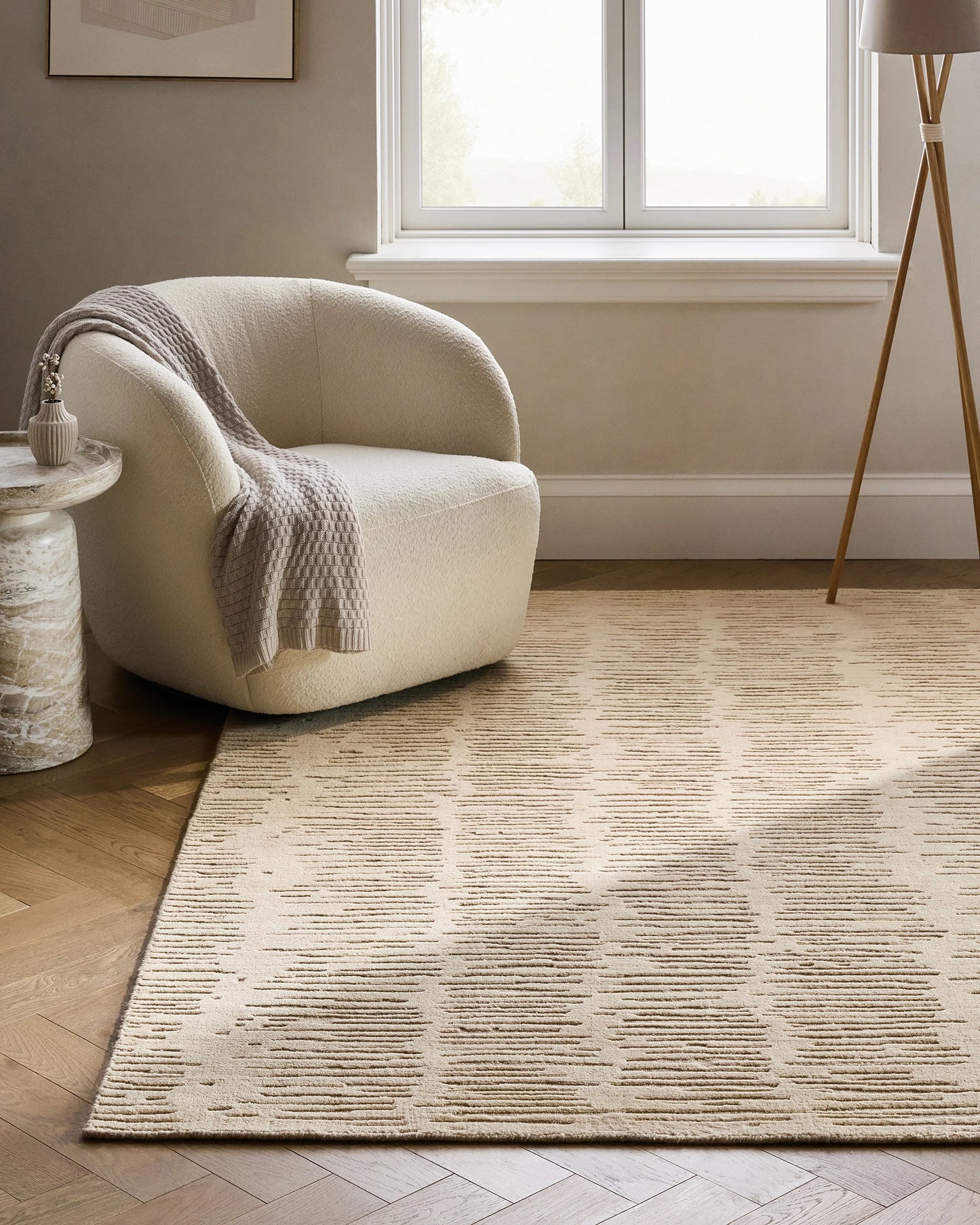 Cobble Hand-Loomed Wool Rug - 5' x 8' / Beige