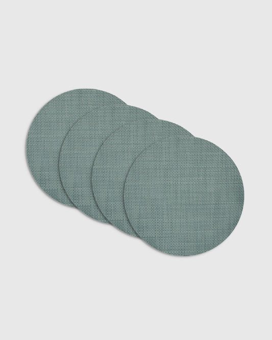 Basketweave Easy-Care Round Placemat, Set of 4 by Chilewich - One Size / Celadon