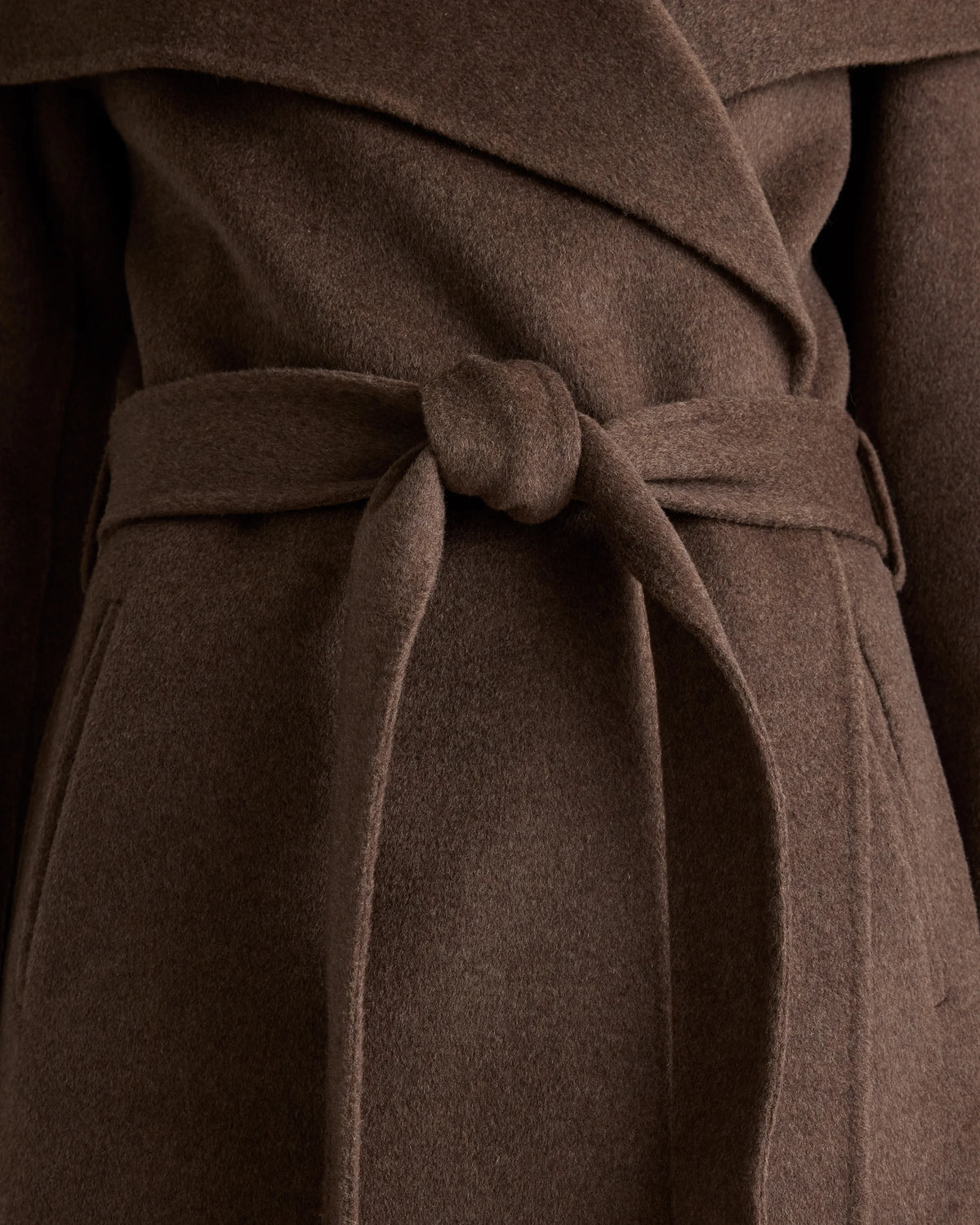 Double-Faced Merino Wool Draped Collar Wrap Coat - XS / Oat
