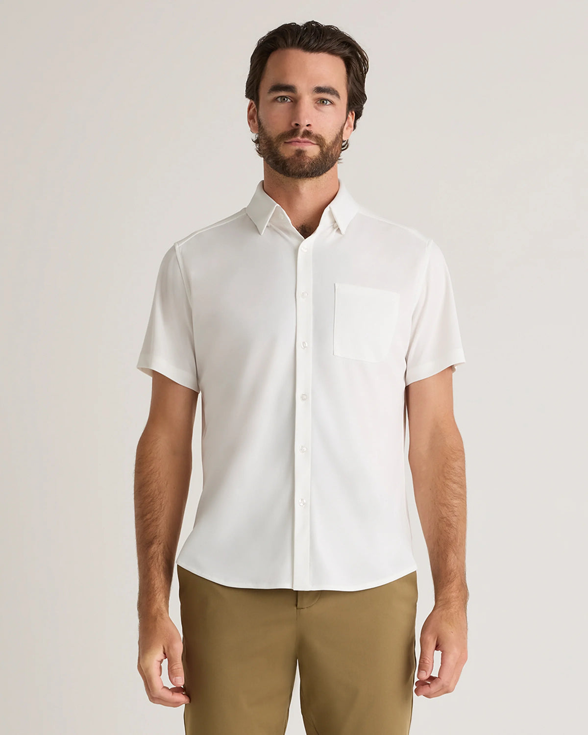 Commuter Stretch Pique Short Sleeve Button Down - S / Black