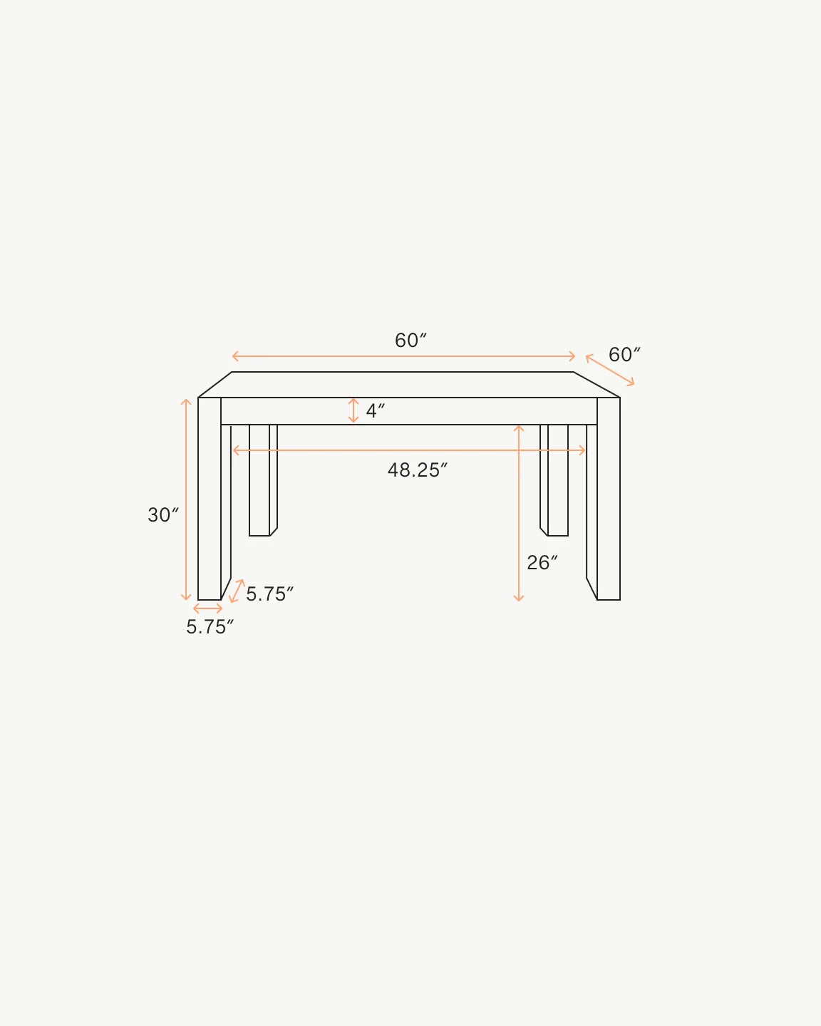Reclaimed Oak Parsons Square Dining Table - One Size / Cafe Brown