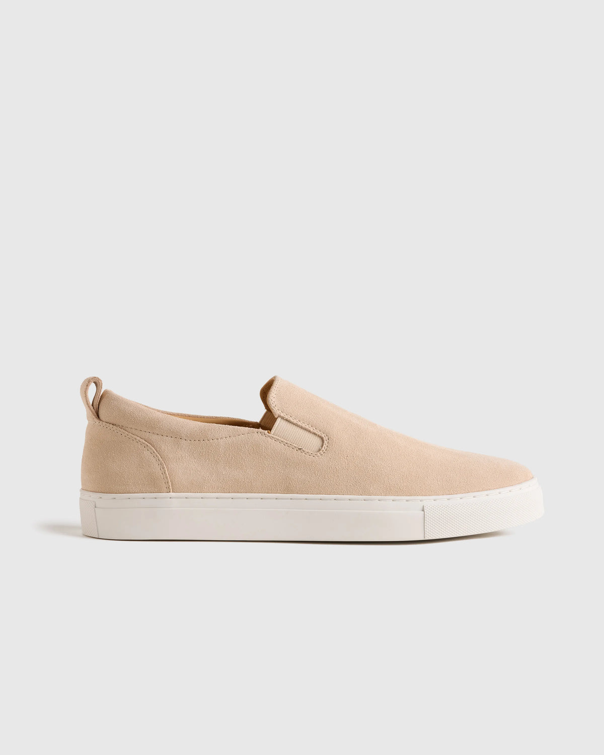 Italian Calfskin Suede Slip-On Sneaker - 7 / Bone