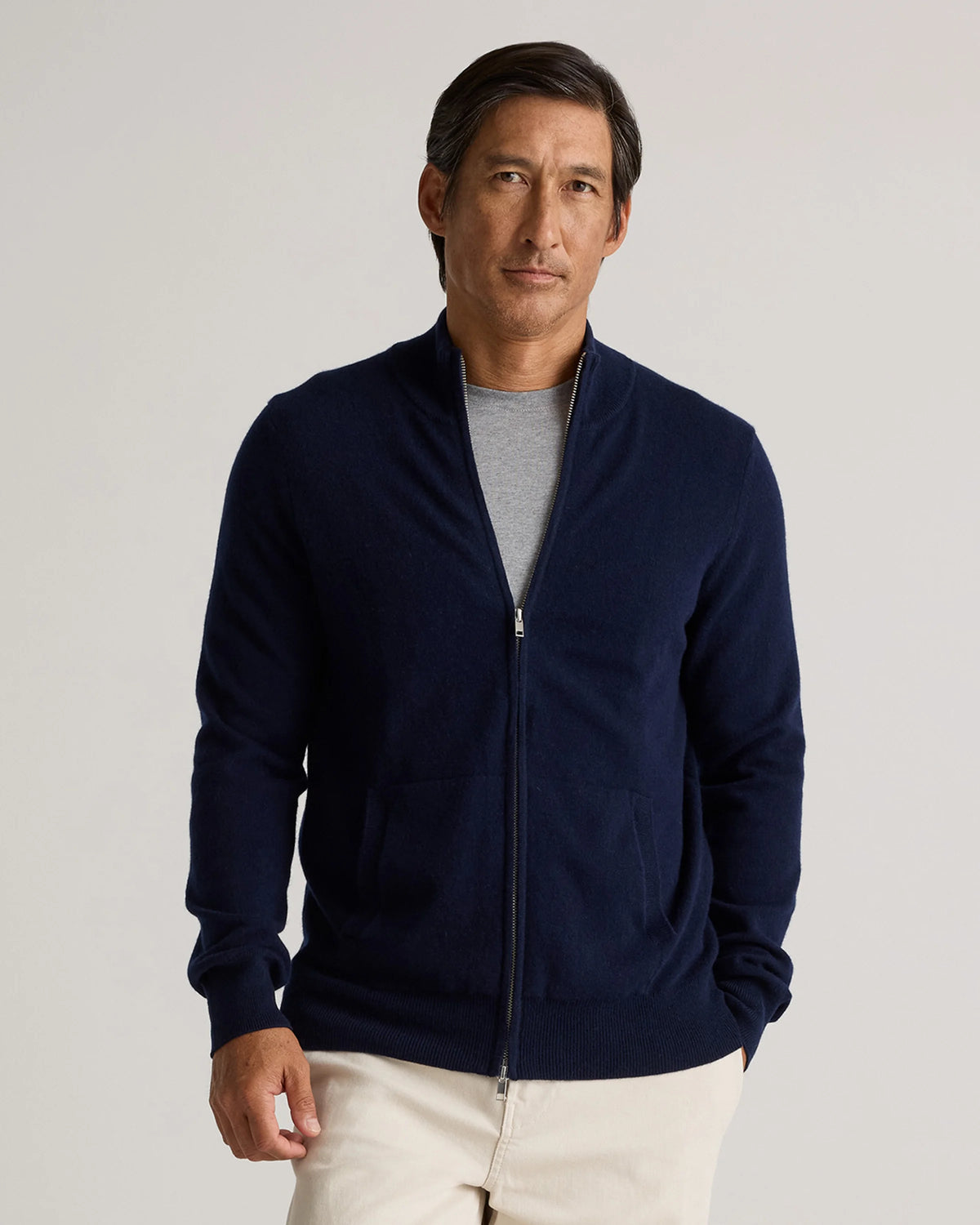 Mongolian Cashmere Full Zip Sweater - S / Teak