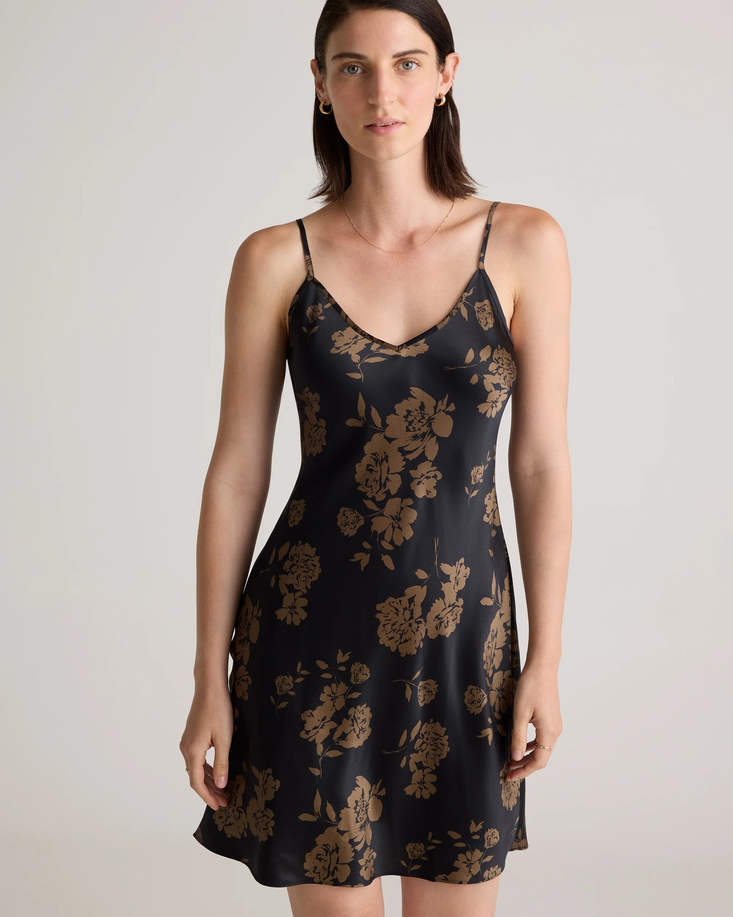 100% Washable Silk Mini Slip Dress - XS / Moonstone Blue Heirloom Floral