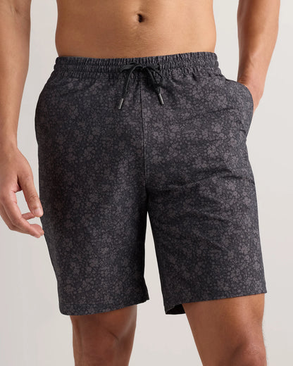 Italian Swim Trunks - 9" - S / Navy Palms