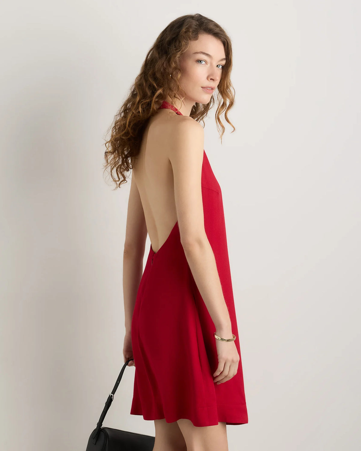 Lightweight Crepe Halter Mini Dress - XS / True Black