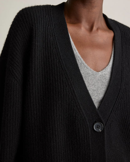 Mongolian Cashmere Oversized Boyfriend Cardigan Sweater - XS / Brown