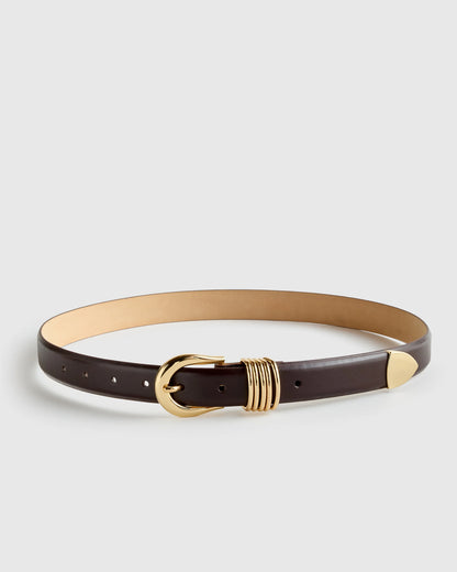 Daphne European Leather Multi Keeper Belt - XS / Black/Gold