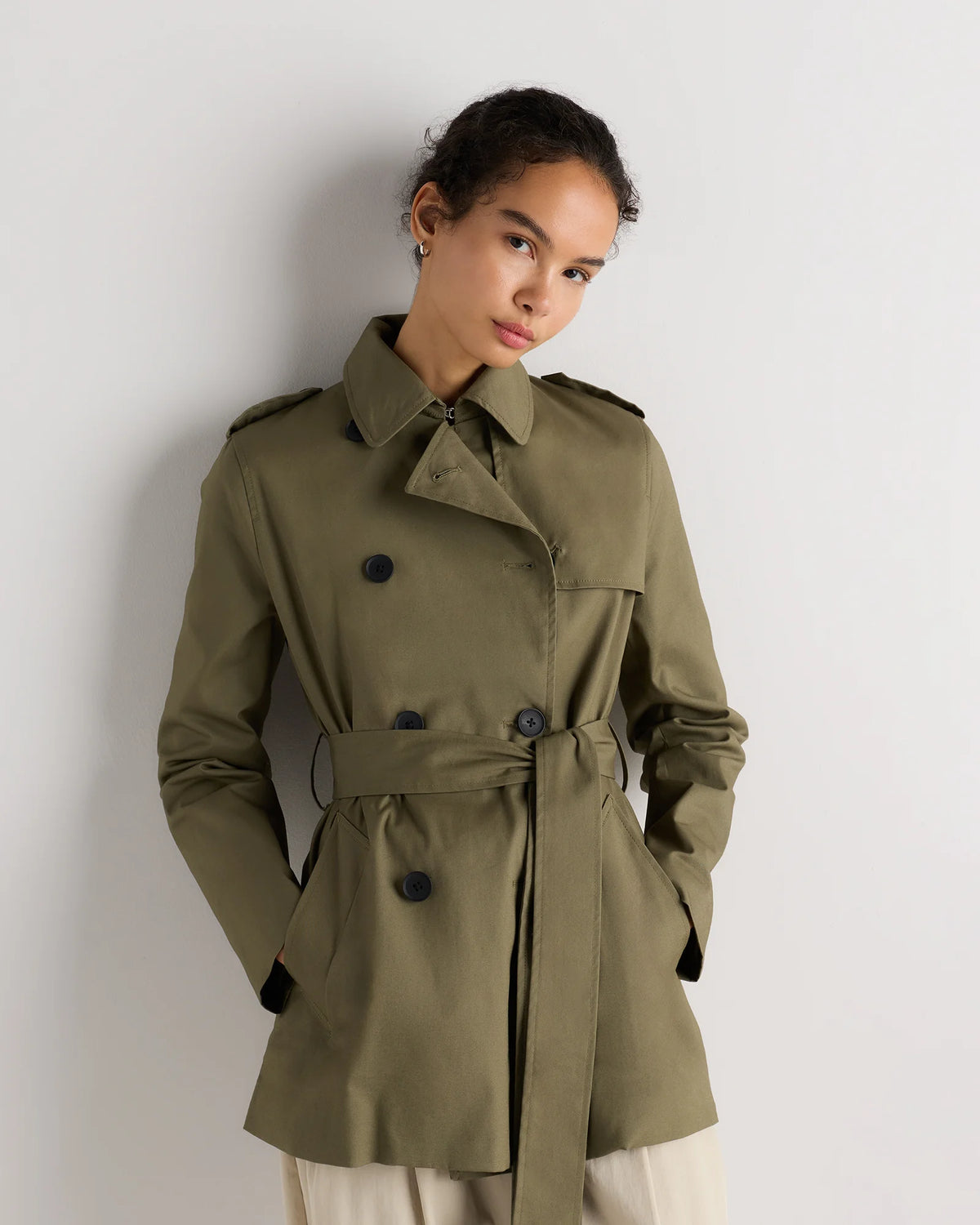 Comfort Stretch Short Trench Coat - XS / Coffee Bean Brown