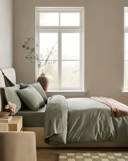 Organic Crisp Percale Duvet Cover - Twin / Ivory