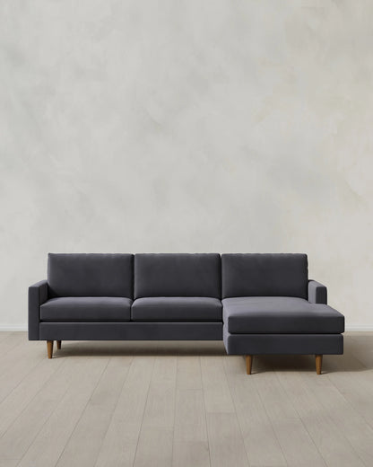 Atlas Midcentury Chaise Sectional in Performance Velvet - 106" Right Arm / Pine