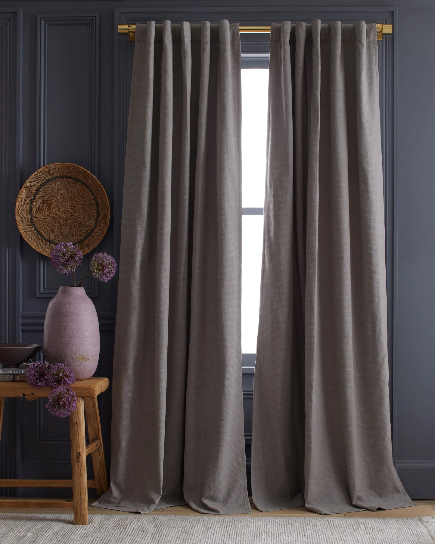 Cotton Slub Room Darkening Curtain - Single Panel - 48x84 / White