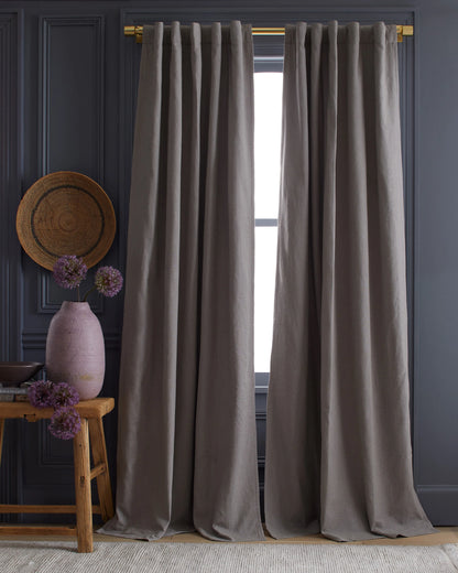 Cotton Slub Room Darkening Curtain - Single Panel - 48x84 / White