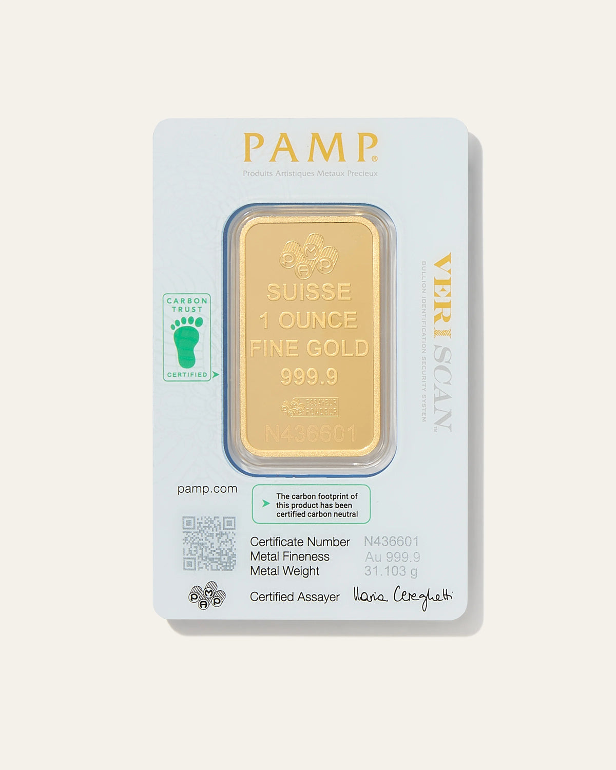 1 oz Gold Bar PAMP Lady Fortuna Veriscan (In Assay) - One Size / Gold