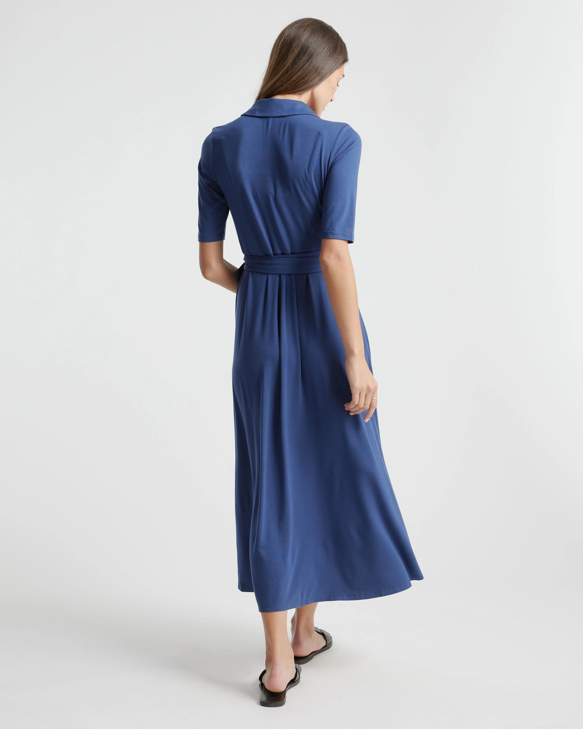 Tencel Jersey Midi Wrap Dress - XS / Brown