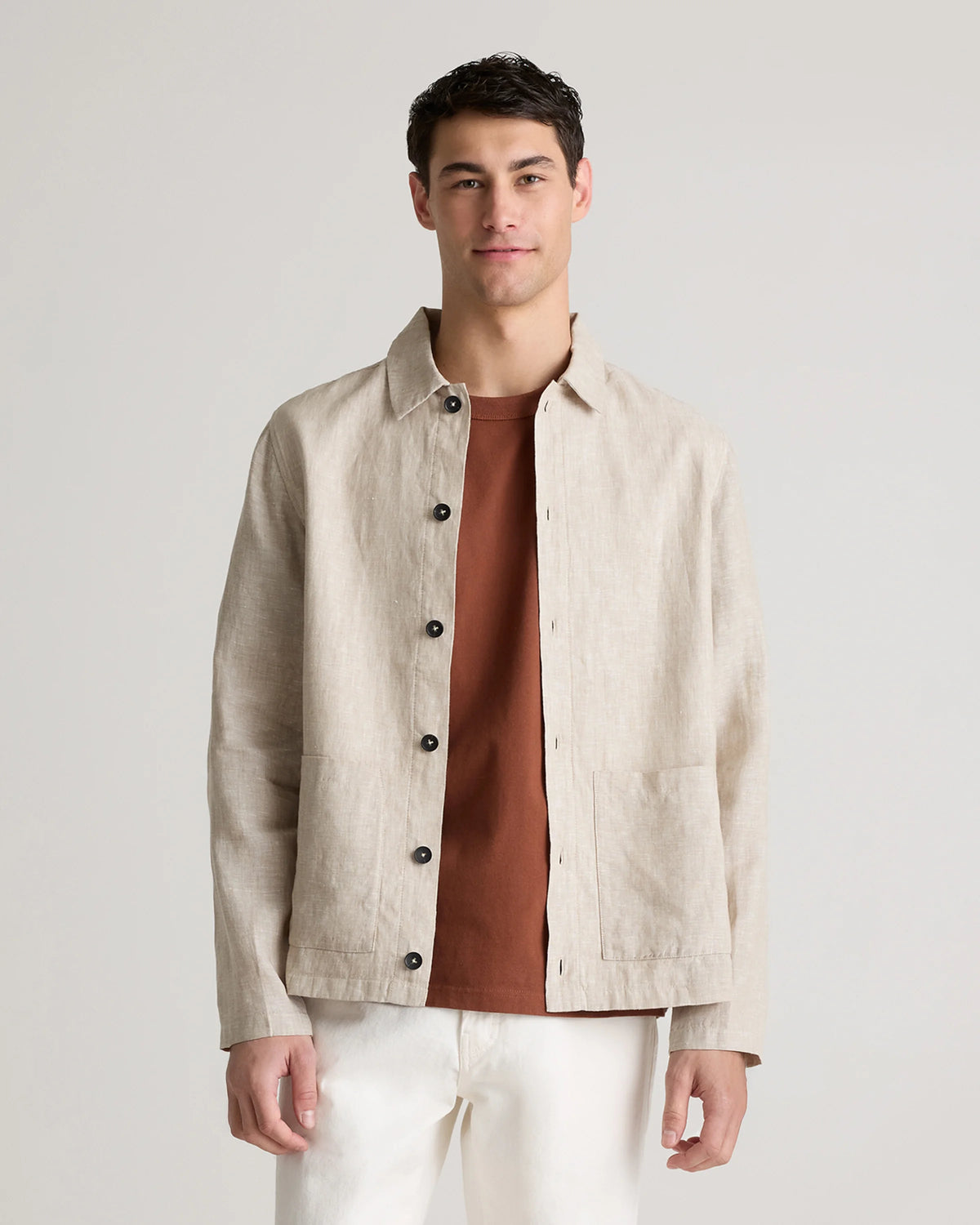 100% European Linen Chore Jacket - S / Flax