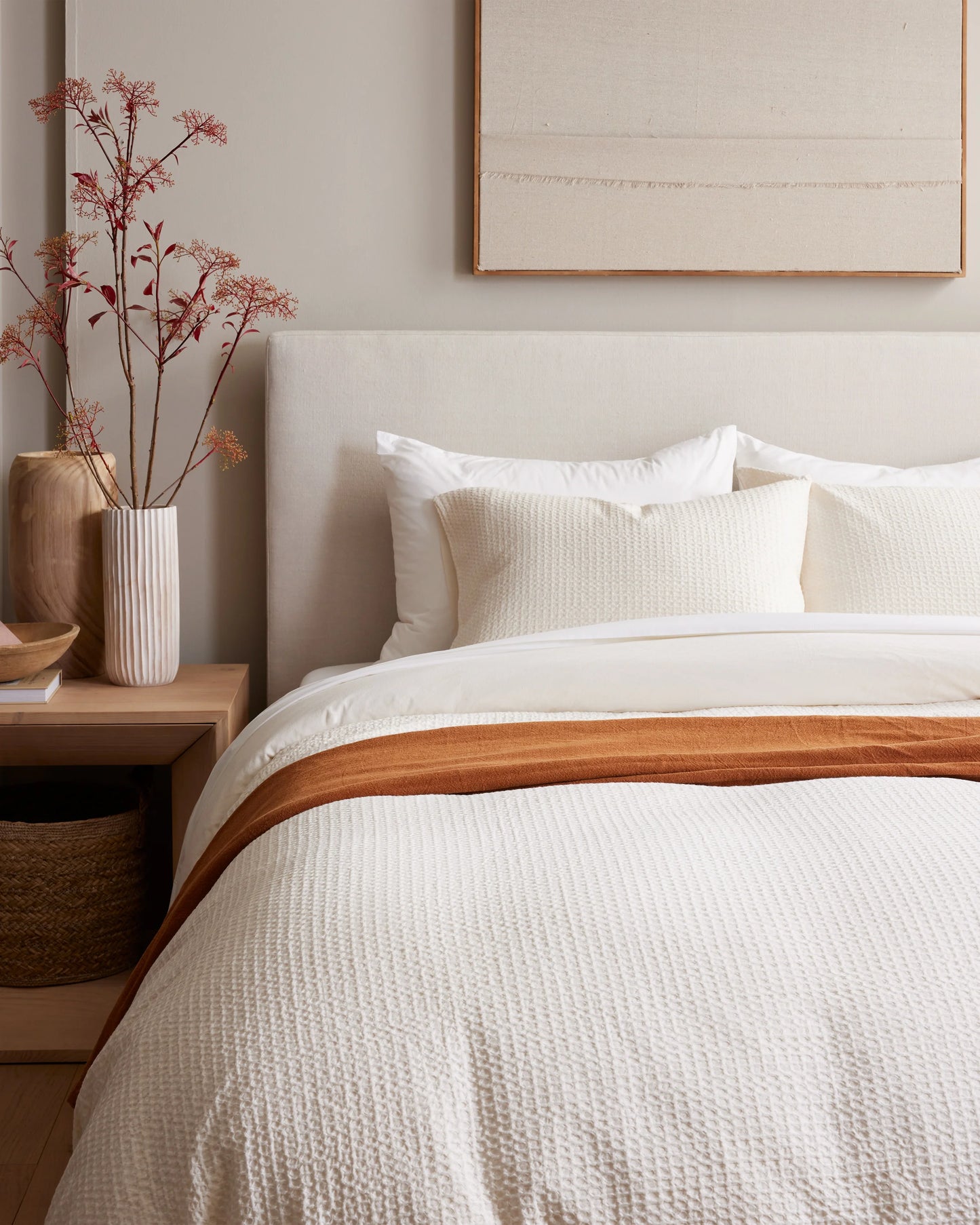Organic Luxe Honeycomb Sham Set - Standard / Mineral