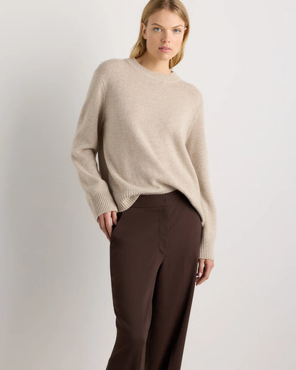 Mongolian Cashmere Oversized Crewneck Sweater - XS / Undyed Natural Heather