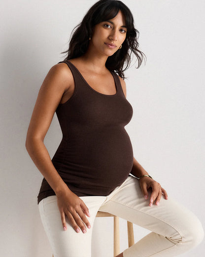 Bamboo Rib Maternity Scoop Neck Tank - XS / Deep Navy