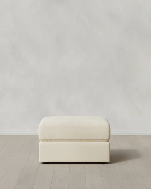 Ashford Deep Seat Ottoman in Performance Velvet - One Size / Ivory