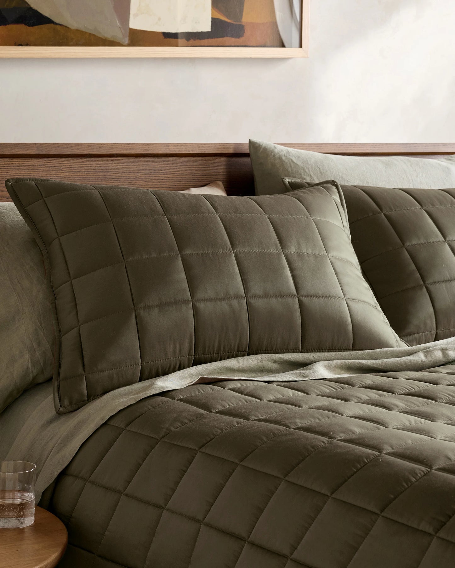 Bamboo Box Quilted Sham Set - Standard / Sage