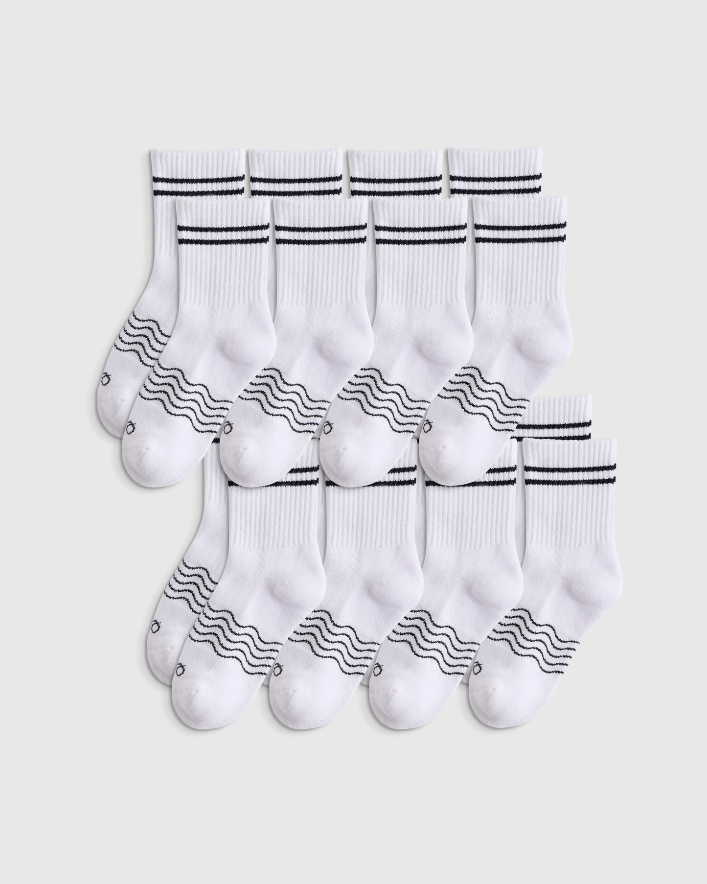 Kids Organic Cotton Quarter Crew Socks 8-Pack - S / White