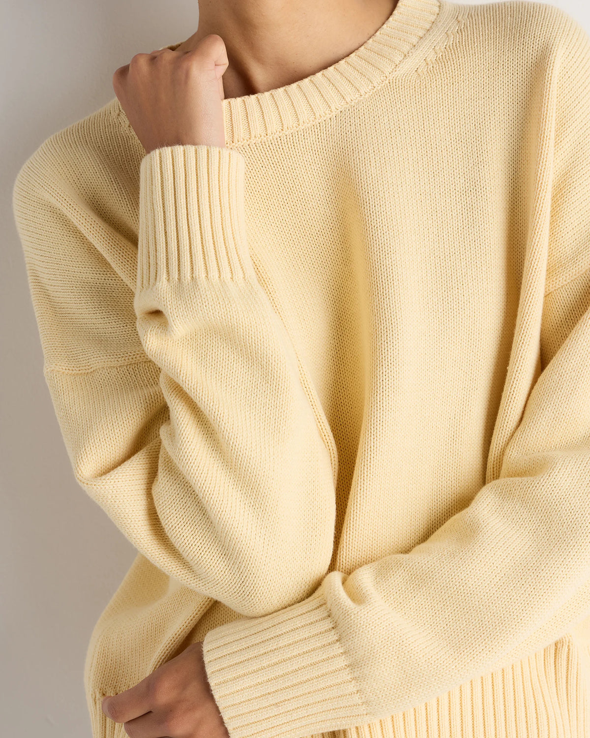 100% Organic Cotton Boyfriend Crew Sweater - XS / Buerre Yellow