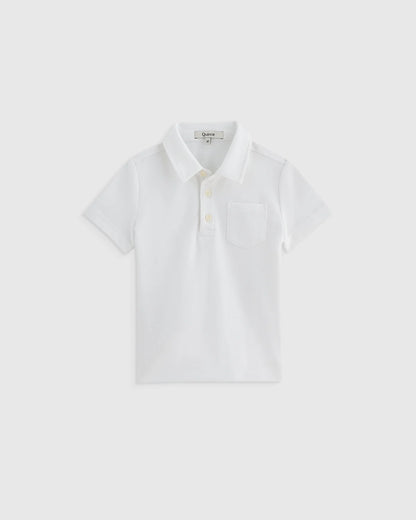 Organic Cotton Short Sleeve Pique Polo - 2T / White