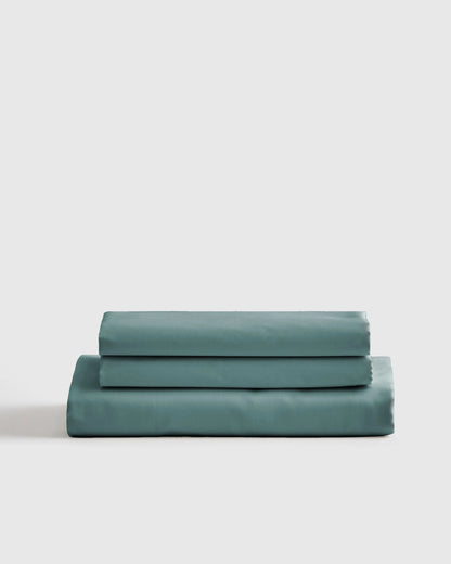 Luxury Organic Sateen Fitted Sheet Set - Cal King / Light Blue