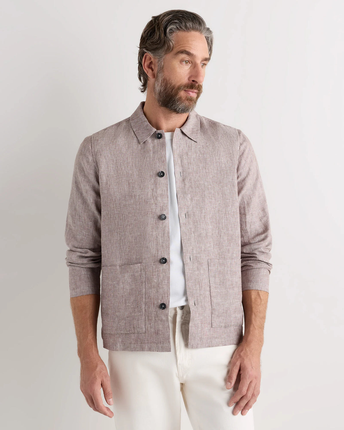 100% European Linen Chore Jacket - S / Flax